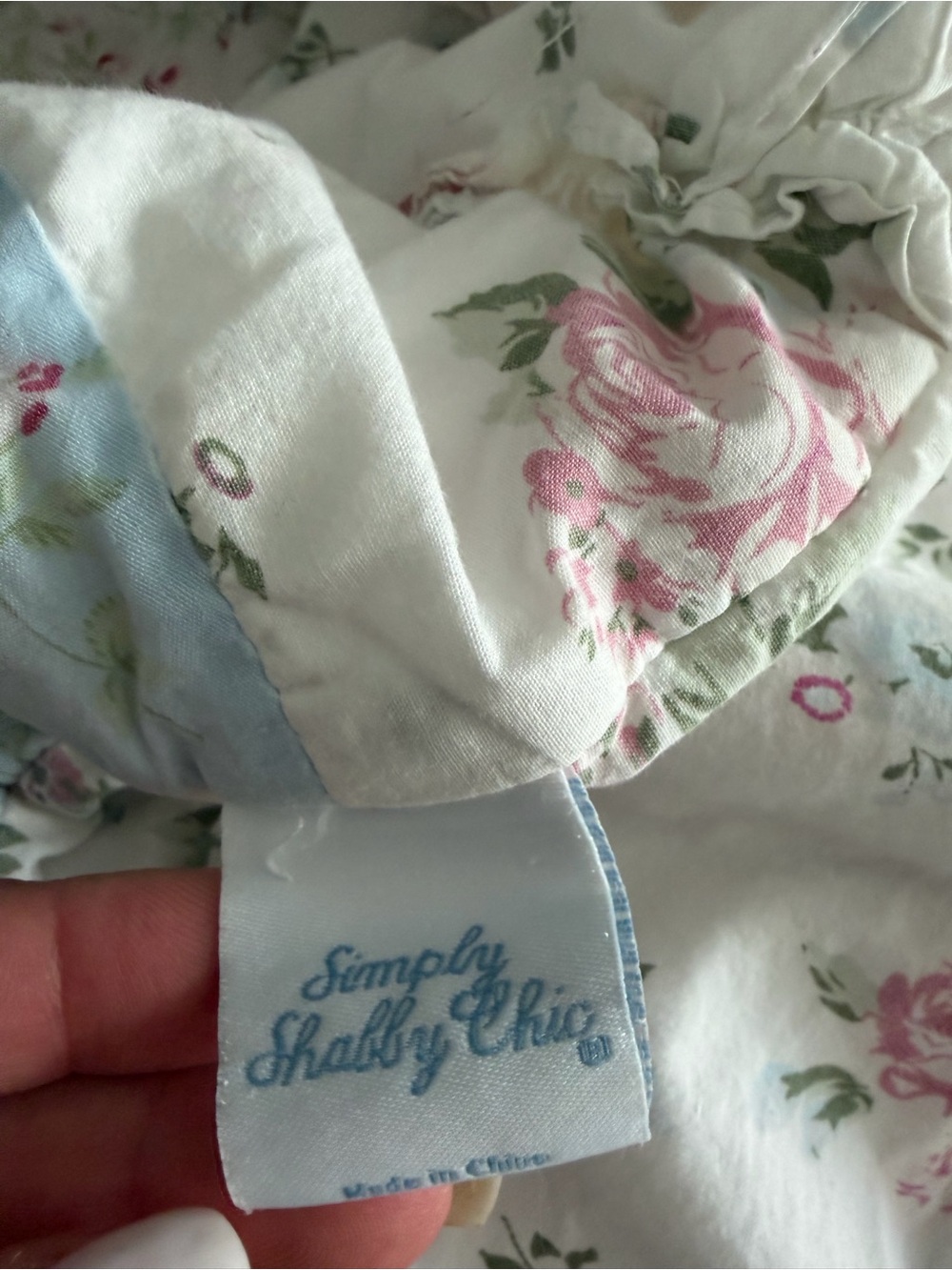 Simply Shabby Chic Pastel Patchwork Quilt in Blue, Cream, and Pink Twin size - Picture 6 of 8